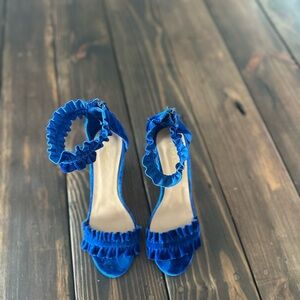 BAMBOO Royal Blue Ruffle Heels